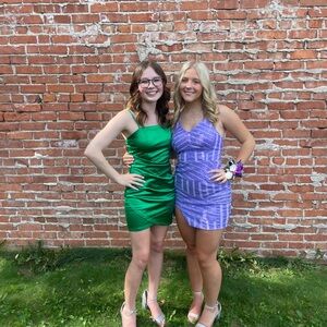 Green Satin Mini Dress